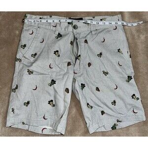 Raw Yarn Industries Taco Tuesday Casual Short Cactus Peppers Grey Mens Size 30